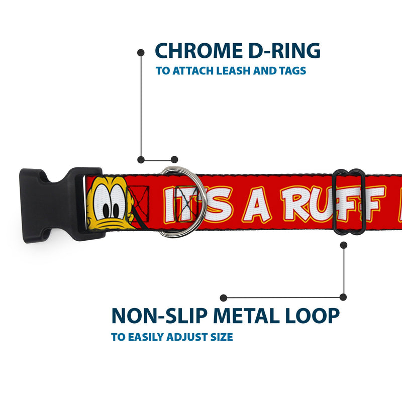 Plastic Clip Collar - Pluto 2-Pose IT'S A RUFF LIFE Red/Yellow/White