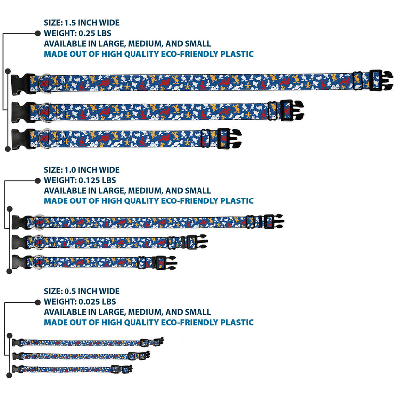 Plastic Clip Collar - Donald Duck Face/Poses Scattered Blue/White/Red/Yellow