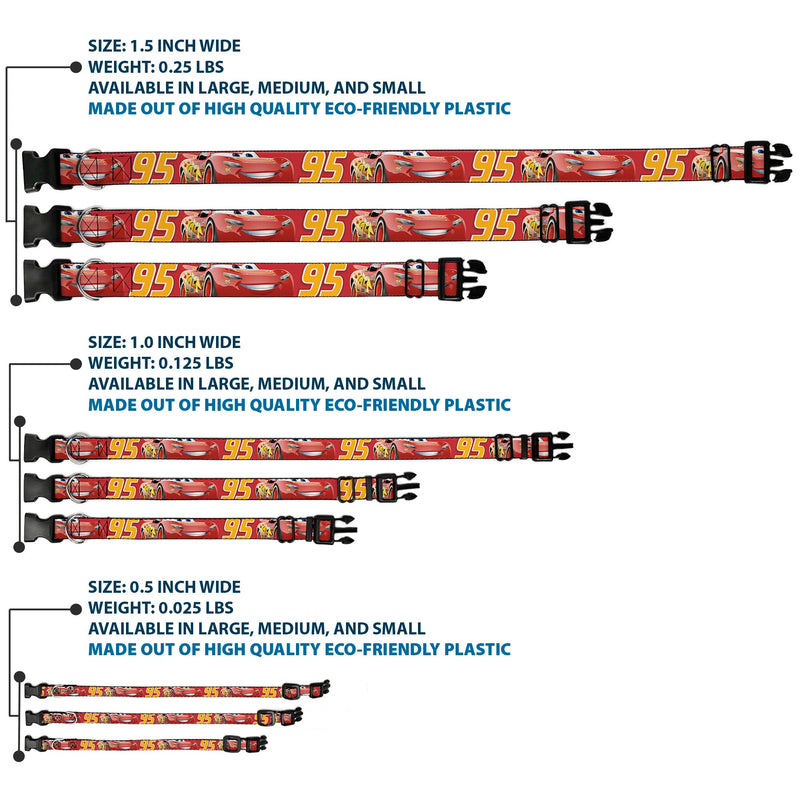 Plastic Clip Collar - Cars Lightning McQueen Smiling Pose/95 Reds/White/Orange