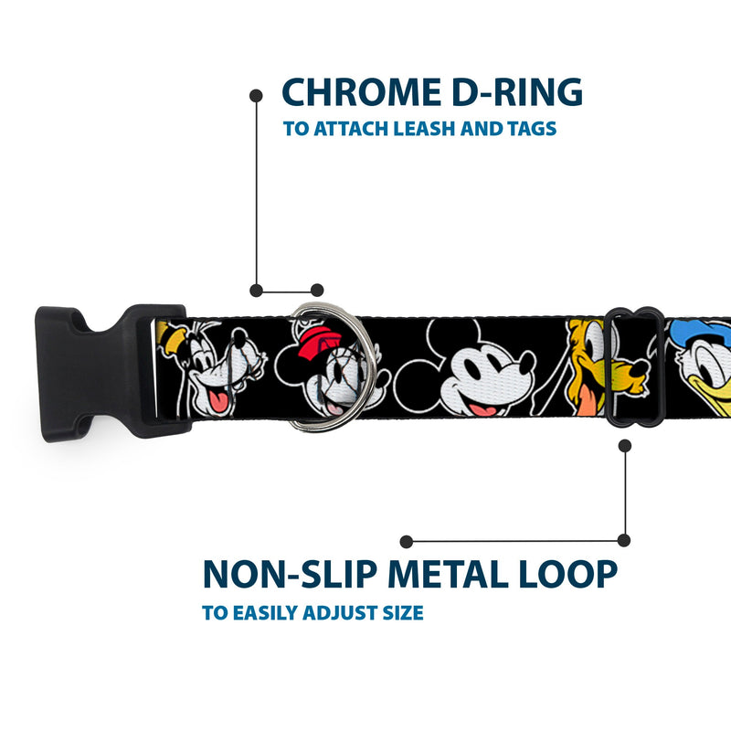 Plastic Clip Collar - Disney The Sensational Six Smiling Faces Black