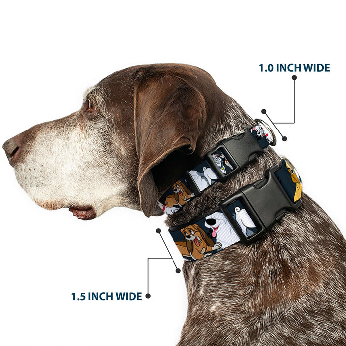 Plastic Clip Collar - Disney Dogs 6-Dog Group Collage/Paws Gray/Black