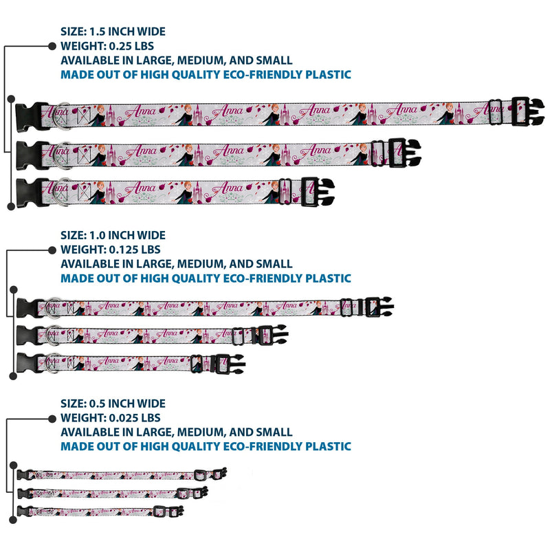 Plastic Clip Collar - Frozen Anna Castle Pose with Flowers and Script Grays/Pinks