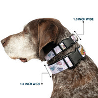 Plastic Clip Collar - Sleeping Beauty Aurora Castle and Fairy Godmothers Pose with Script and Flowers White/Pinks