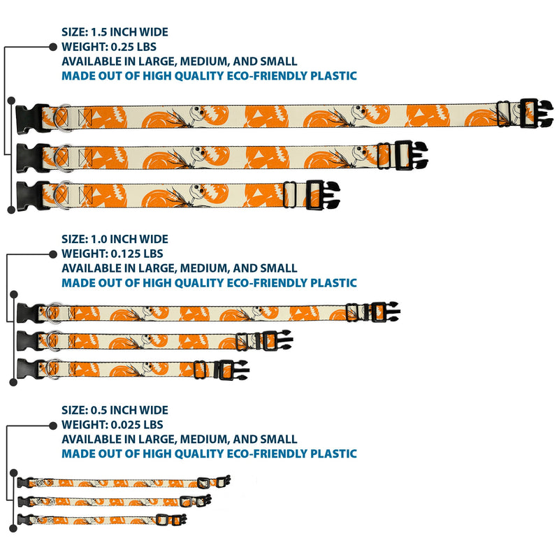 Plastic Clip Collar - The Nightmare Before Christmas Jack Pose and Pumpkins Collage Ivory/Orange/Black