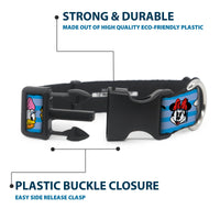 Plastic Clip Collar - Disney The Sensational Six Smiling Faces Stripe Blues