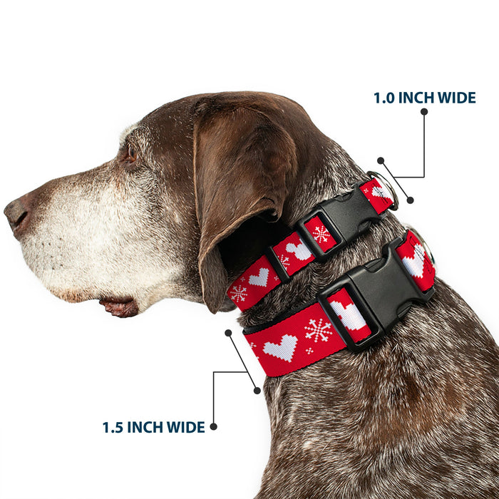 Plastic Clip Collar - Disney Holiday Mickey Mouse Heart Sweater Stitch Red/White