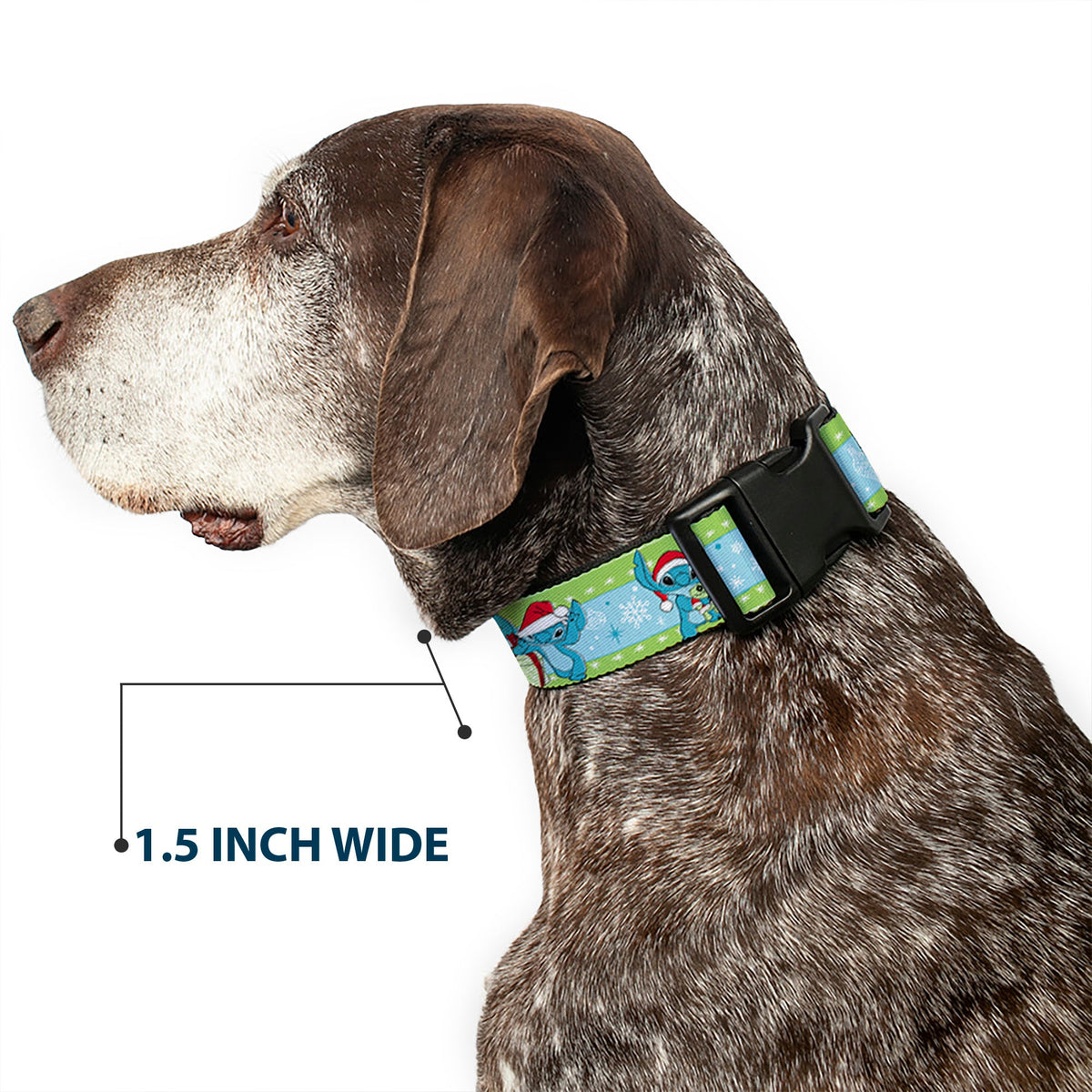 Plastic Clip Collar - Lilo and Stitch Holiday Stitch and Scrump Poses Stripe Green/Blue