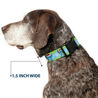 Plastic Clip Collar - Lilo and Stitch Holiday Stitch and Scrump Poses Stripe Green/Blue