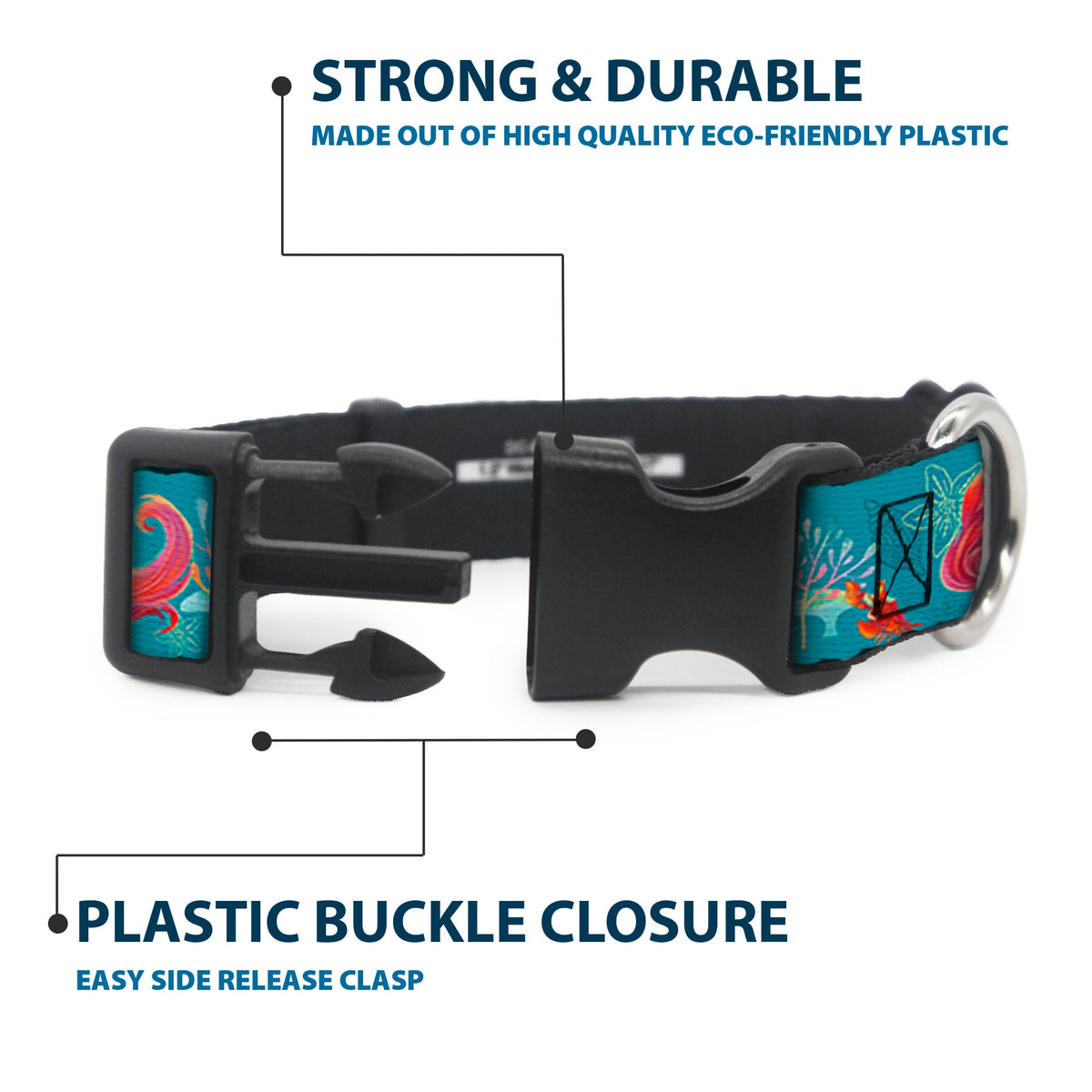 Plastic Clip Collar - The Little Mermaid Flounder and Sebastian Under the Sea Greens