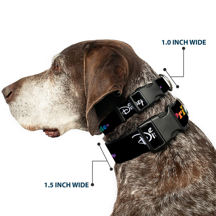 Plastic Clip Collar - DISNEY PRIDE Signature Logo Black/White/Rainbow