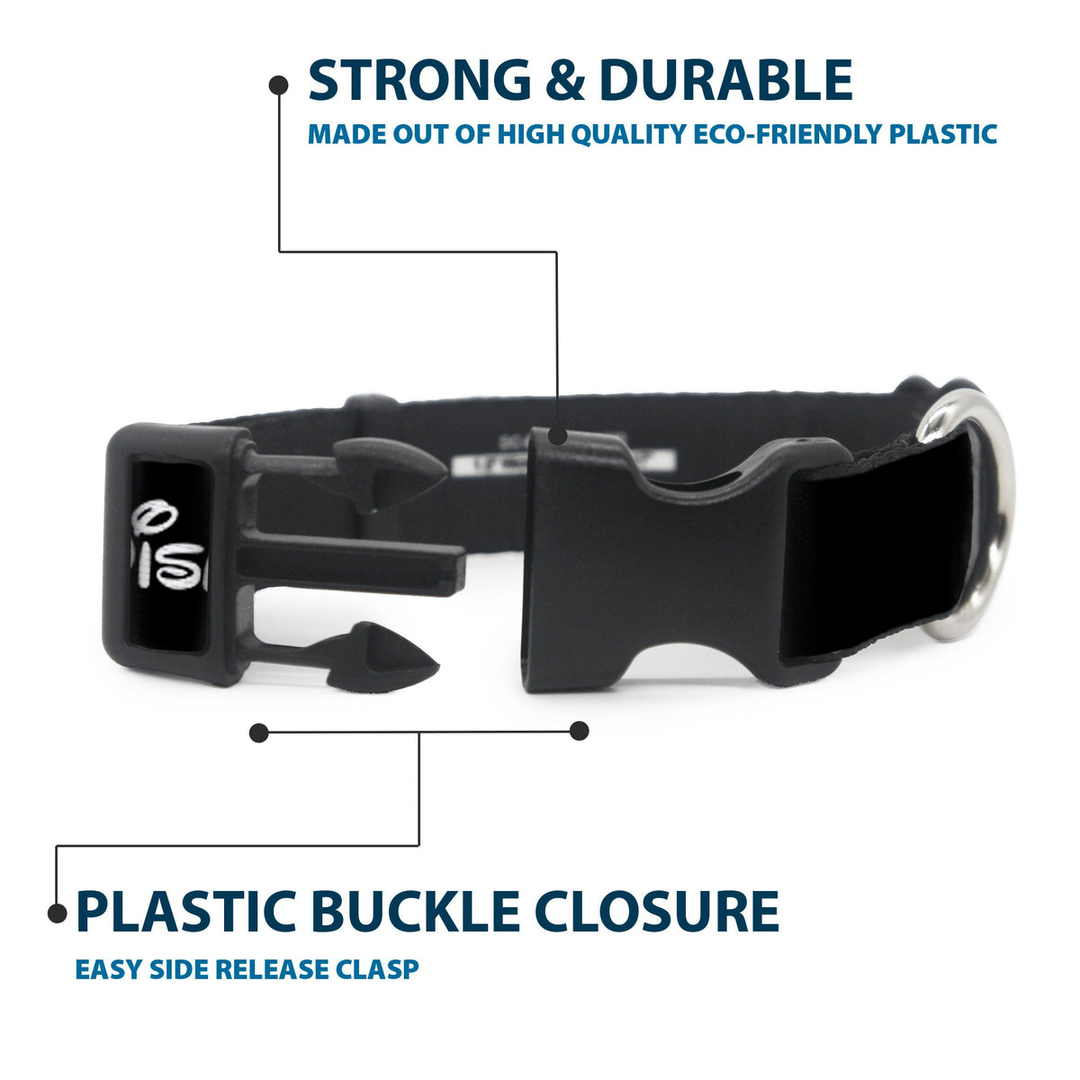 Plastic Clip Collar - DISNEY PRIDE Signature Logo Black/White/Rainbow