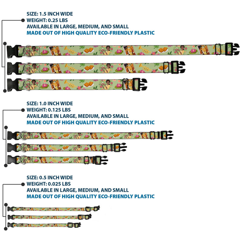 Plastic Clip Collar - The Princess and the Frog Tiana's Place Collage Greens/Pinks