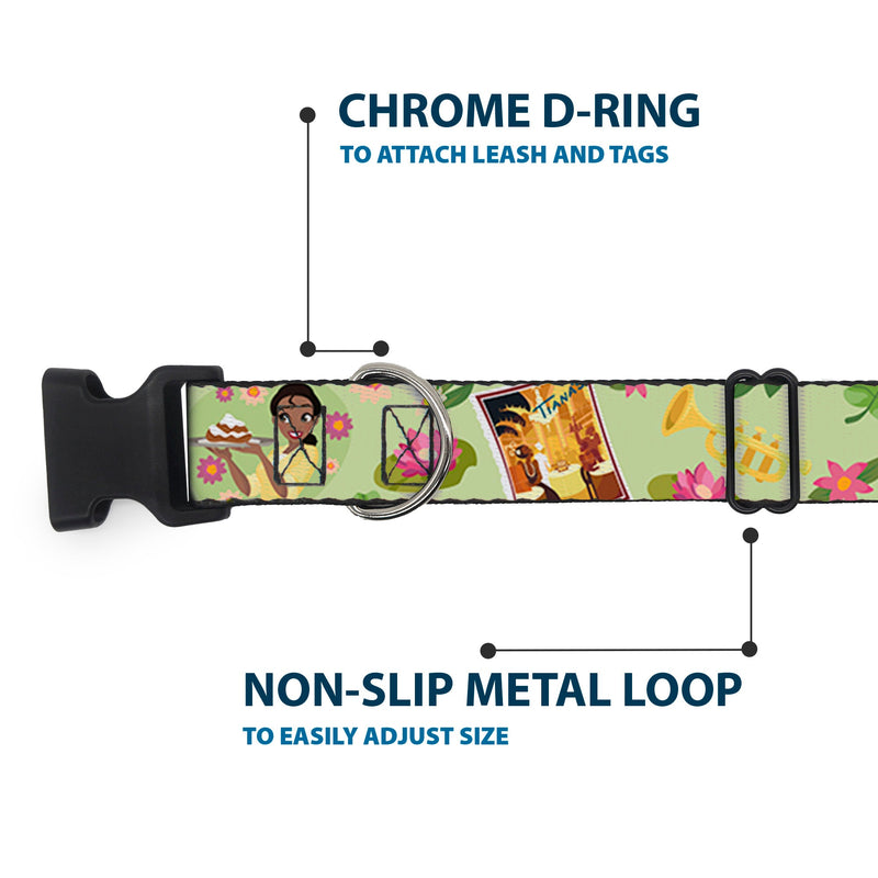Plastic Clip Collar - The Princess and the Frog Tiana's Place Collage Greens/Pinks