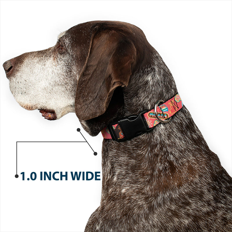 Plastic Clip Collar - Moana Pose and Icons Collage Pink