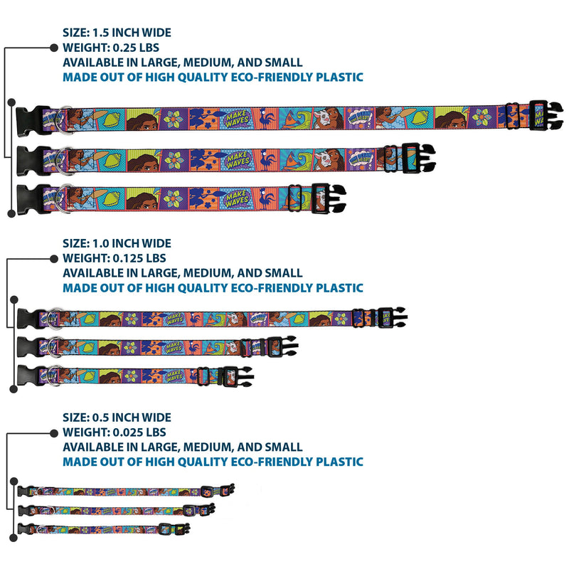 Plastic Clip Collar - Moana MAKE WAVES Scene Blocks Blues/Orange