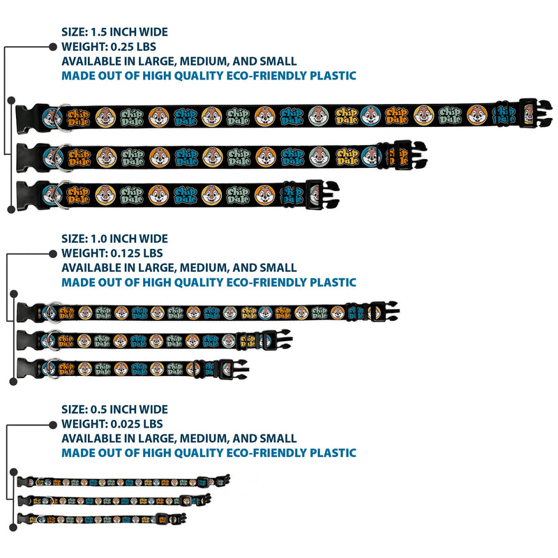 Plastic Clip Collar - CHIP & DALE Expression Bubbles Black/Multi Color