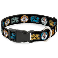 Plastic Clip Collar - CHIP & DALE Expression Bubbles Black/Multi Color
