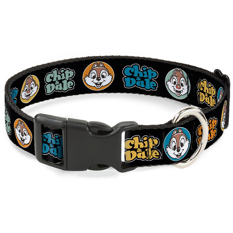 Plastic Clip Collar - CHIP & DALE Expression Bubbles Black/Multi Color