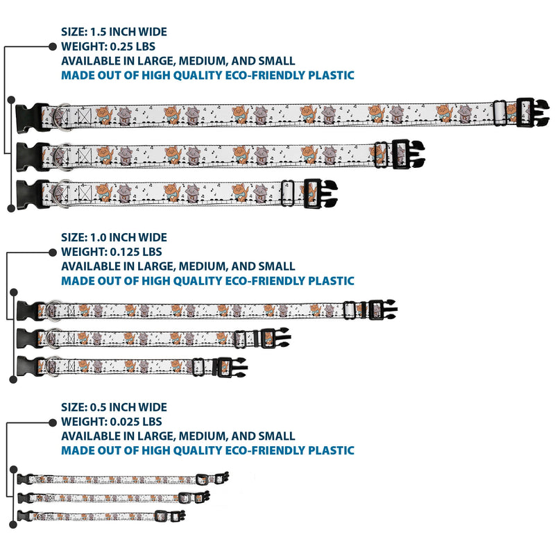 Plastic Clip Collar - Aristocats Toulouse and Berlioz Piano Pose and Musical Notes White/Black