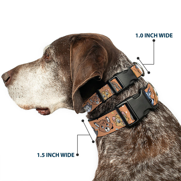 Plastic Clip Collar - Disney Cats and Dogs Faces Orange