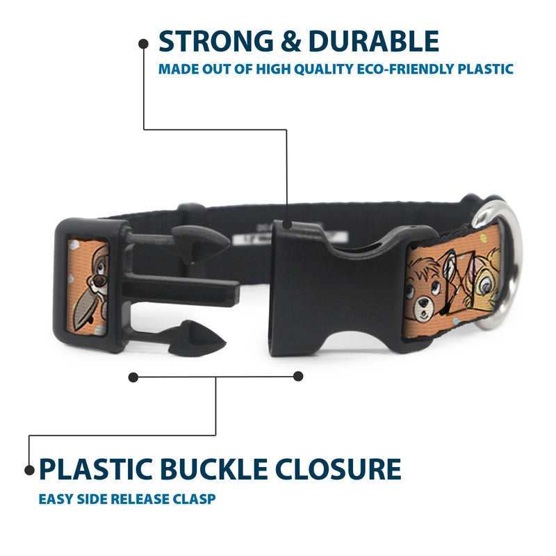 Plastic Clip Collar - Disney Cats and Dogs Faces Orange
