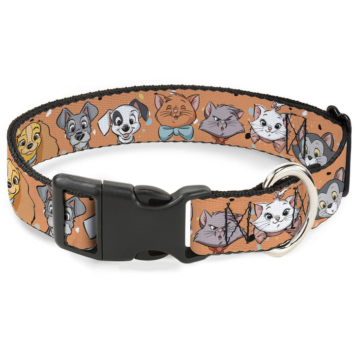 Plastic Clip Collar - Disney Cats and Dogs Faces Orange