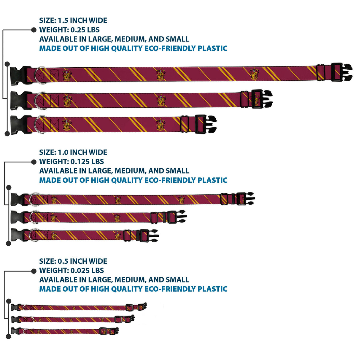 Plastic Clip Collar - GRYFFINDOR Crest/Stripe Burgundy/Gold