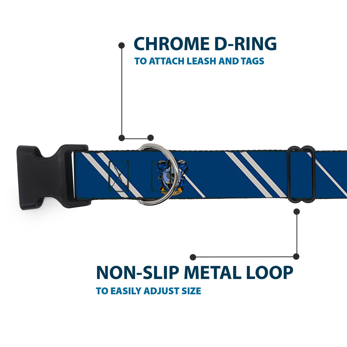 Plastic Clip Collar - RAVENCLAW Crest/Stripe Blue/Gray