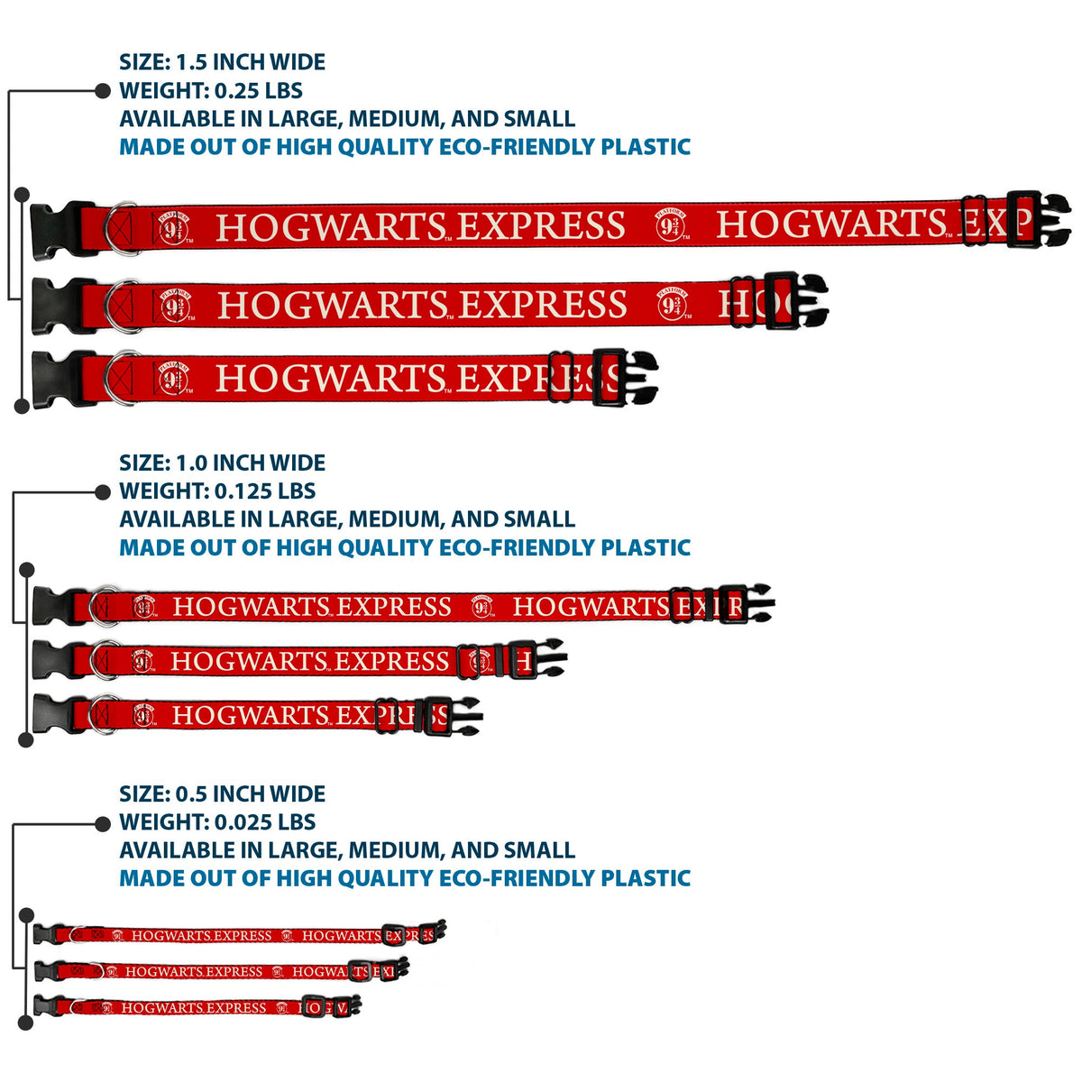 Plastic Clip Collar - HOGWARTS EXPRESS 9¾ Red/White