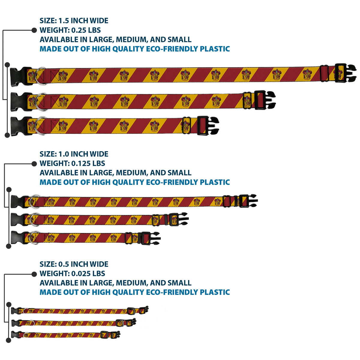 Plastic Clip Collar - GRYFFINDOR Crest Diagonal Stripe Gold/Red