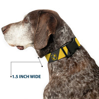Plastic Clip Collar - HUFFLEPUFF Crest Diagonal Stripe Charcoal Gray/Yellow