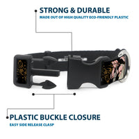 Plastic Clip Collar - DOBBY IS FREE/3-Dobby Poses Star Swirls Black/Gold/White