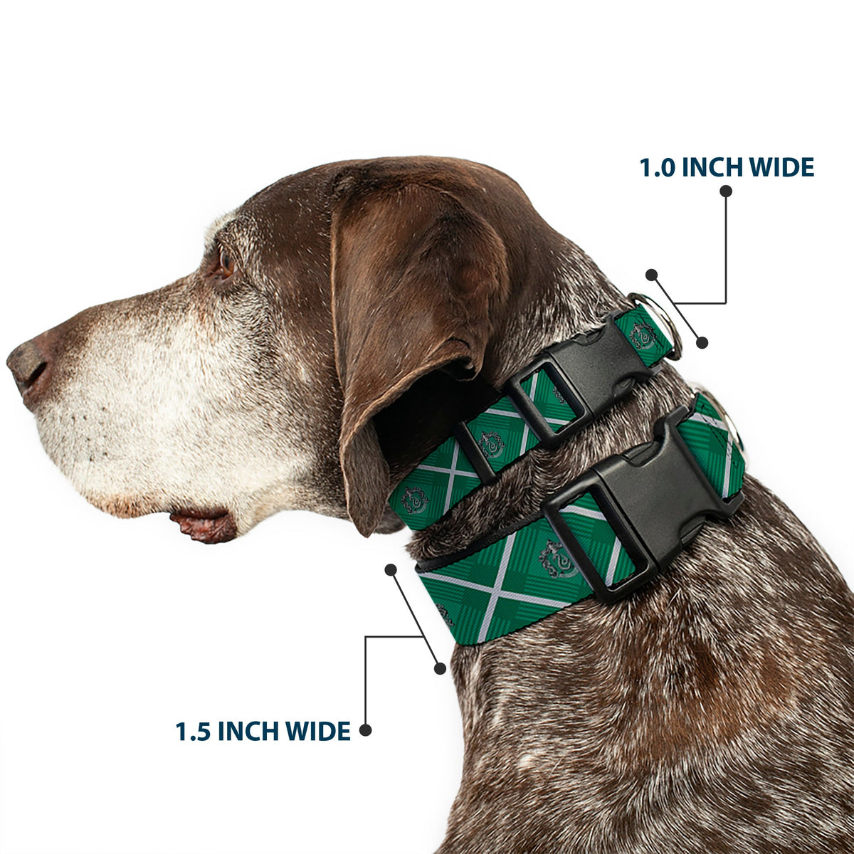 Plastic Clip Collar - Harry Potter Slytherin Crest Plaid Greens/Gray