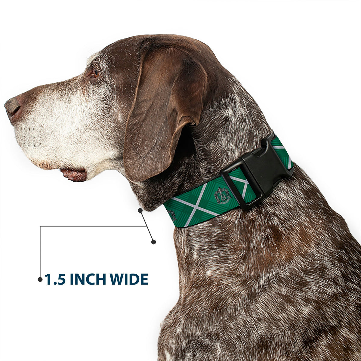 Plastic Clip Collar - Harry Potter Slytherin Crest Plaid Greens/Gray