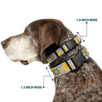 Plastic Clip Collar - Harry Potter HUFFLEPUFF/Stars Argyle Plaid Gray/Gold/Browns