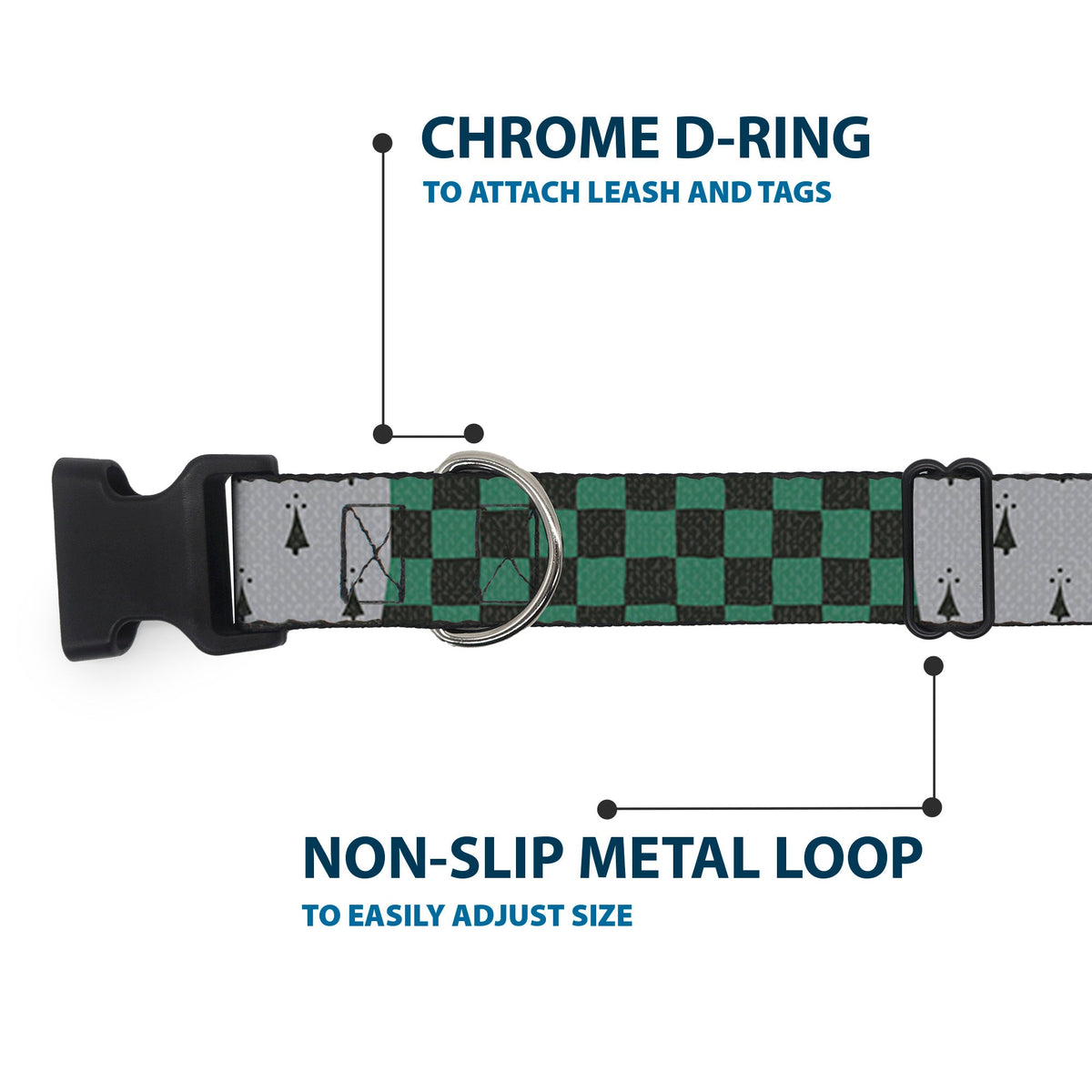 Plastic Clip Collar - Harry Potter SLYTHERIN/Checker Blocks Grays/Greens