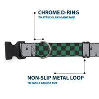Plastic Clip Collar - Harry Potter SLYTHERIN/Checker Blocks Grays/Greens