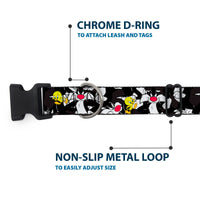 Plastic Clip Collar - Sylvester and Tweety Poses Scattered Charcoal
