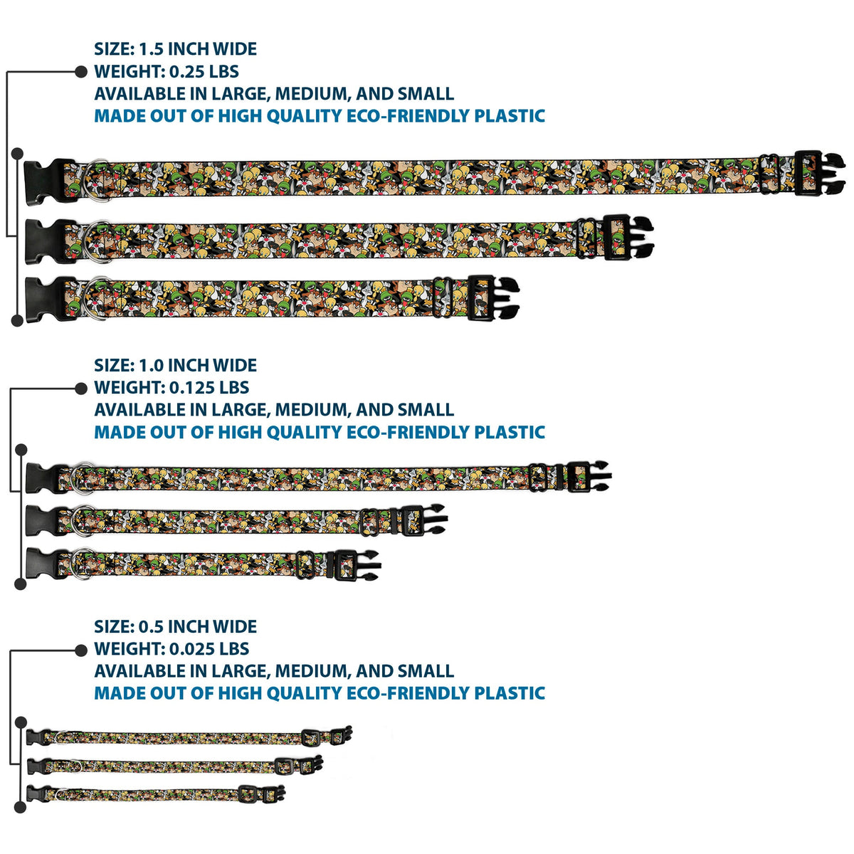 Plastic Clip Collar - Looney Tunes 6-Character Stacked Collage4