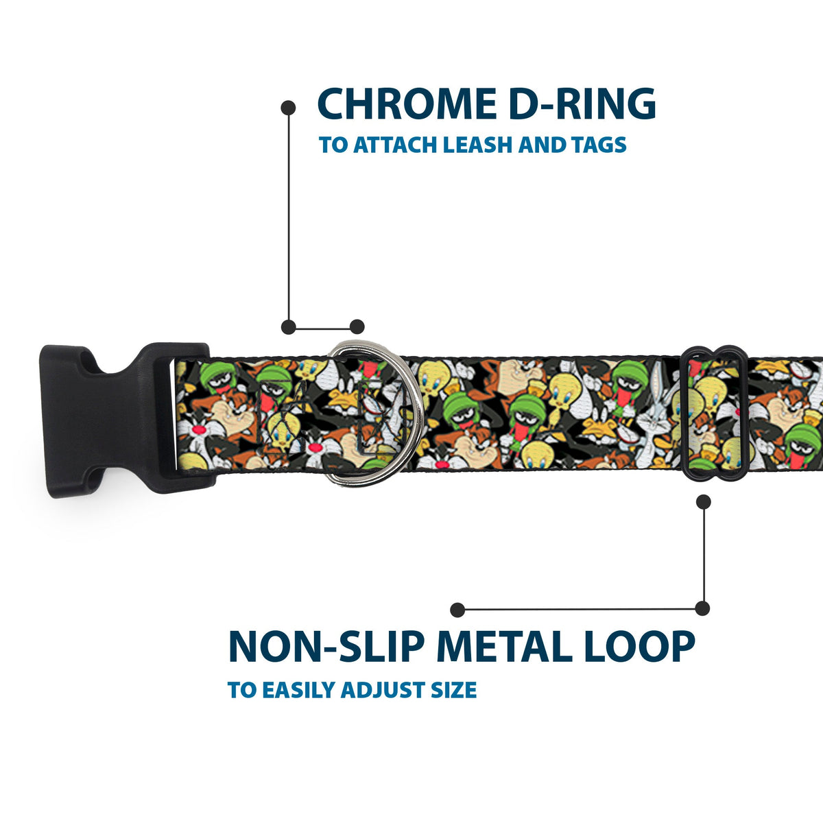 Plastic Clip Collar - Looney Tunes 6-Character Stacked Collage4