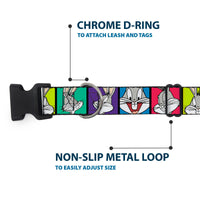 Plastic Clip Collar - Bugs Bunny Expression Blocks Multi Color