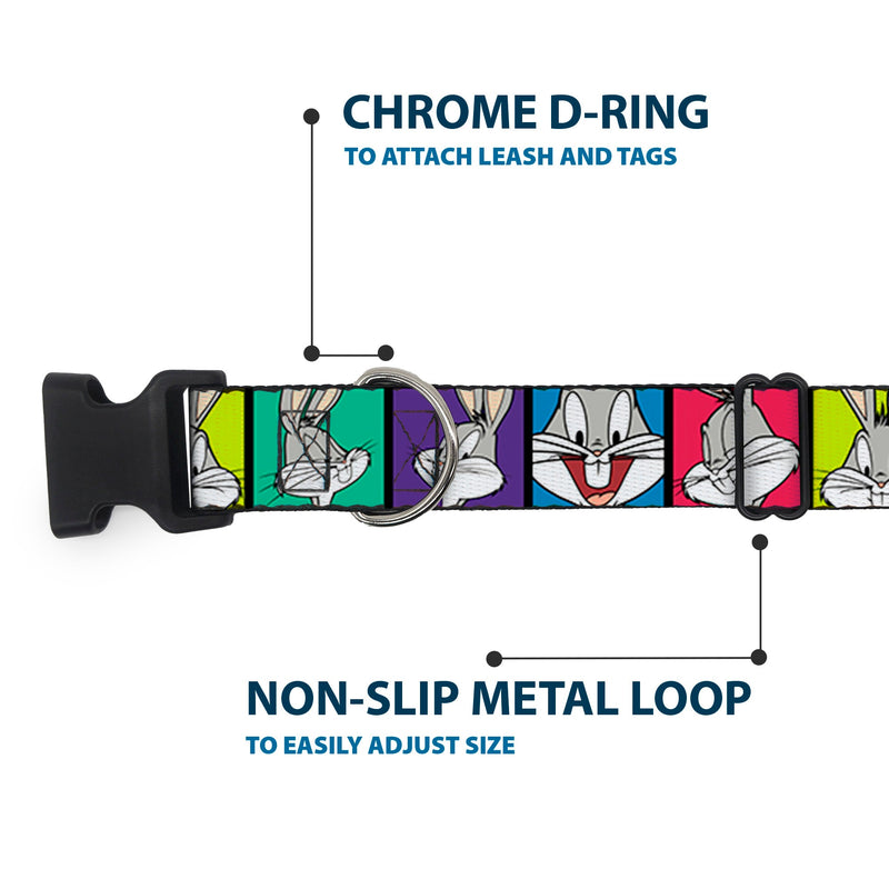 Plastic Clip Collar - Bugs Bunny Expression Blocks Multi Color