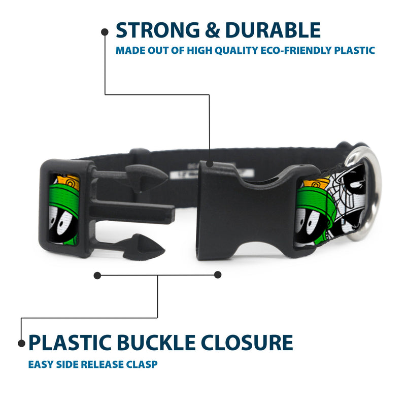 Plastic Clip Collar - Marvin the Martian Expressions Stacked White/Black/Green/Gold