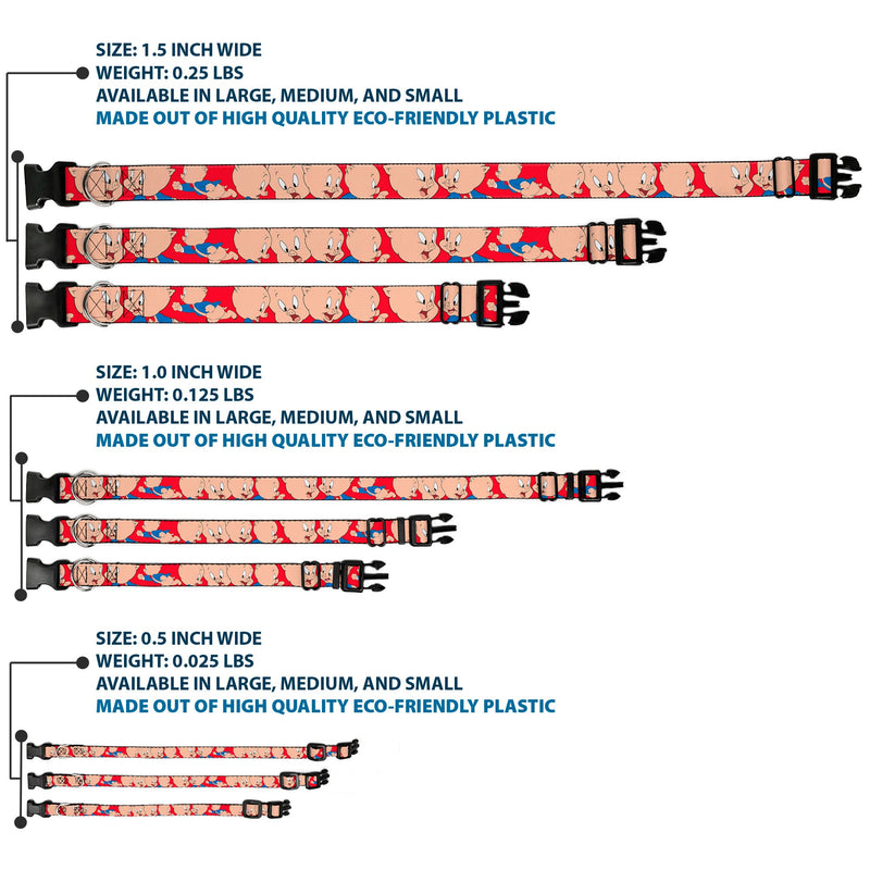 Plastic Clip Collar - Porky Pig Expressions Red