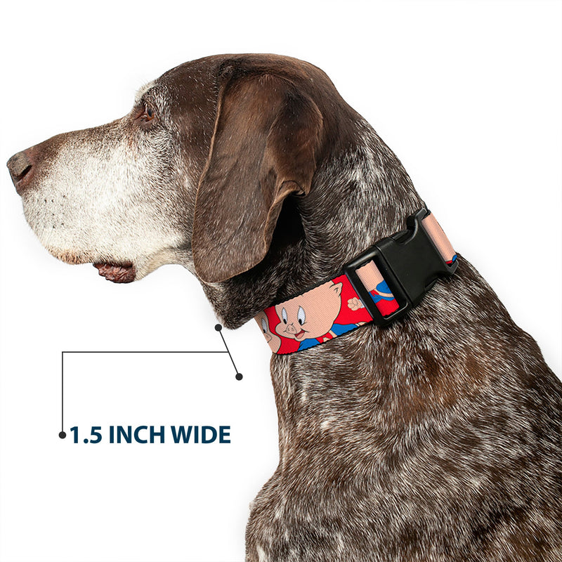 Plastic Clip Collar - Porky Pig Expressions Red