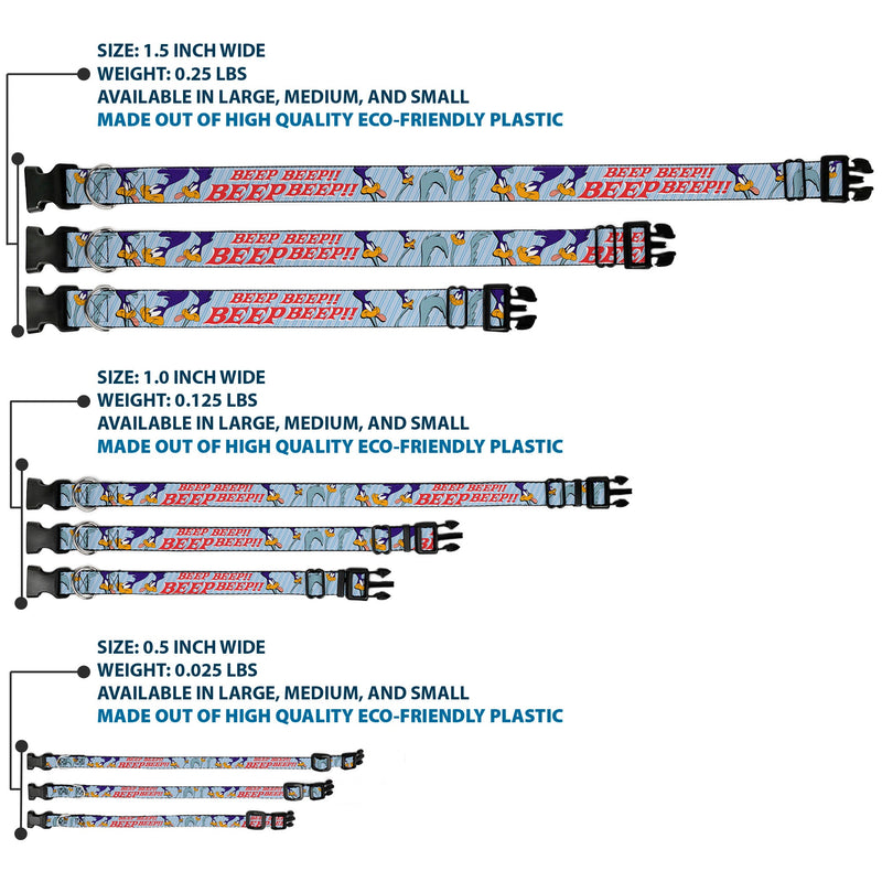 Plastic Clip Collar - MEEP MEEP!! w/Road Runner Poses Baby Blue