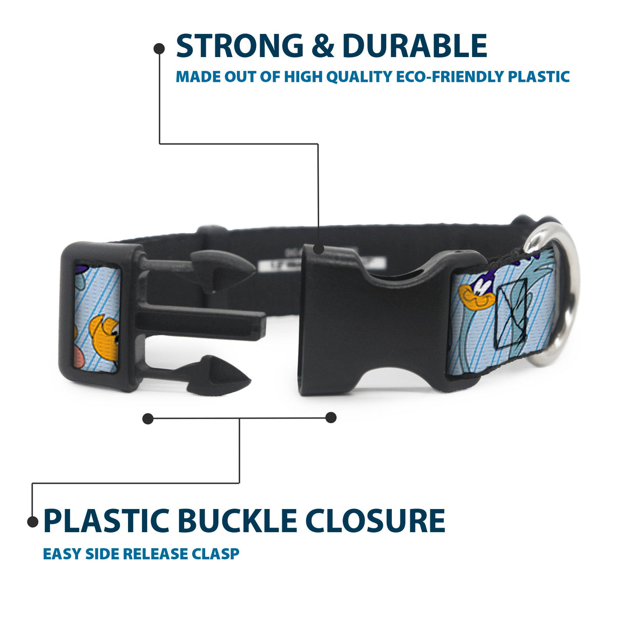 Plastic Clip Collar - MEEP MEEP!! w/Road Runner Poses Baby Blue