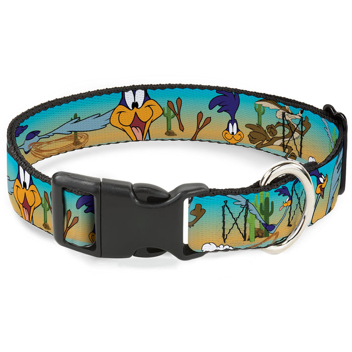 Plastic Clip Collar - Road Runner/Wile E. Coyote Scene1 Brown Fade