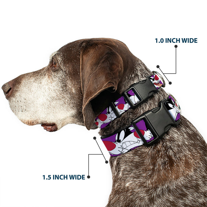 Plastic Clip Collar - Sylvester the Cat Expressions Purple