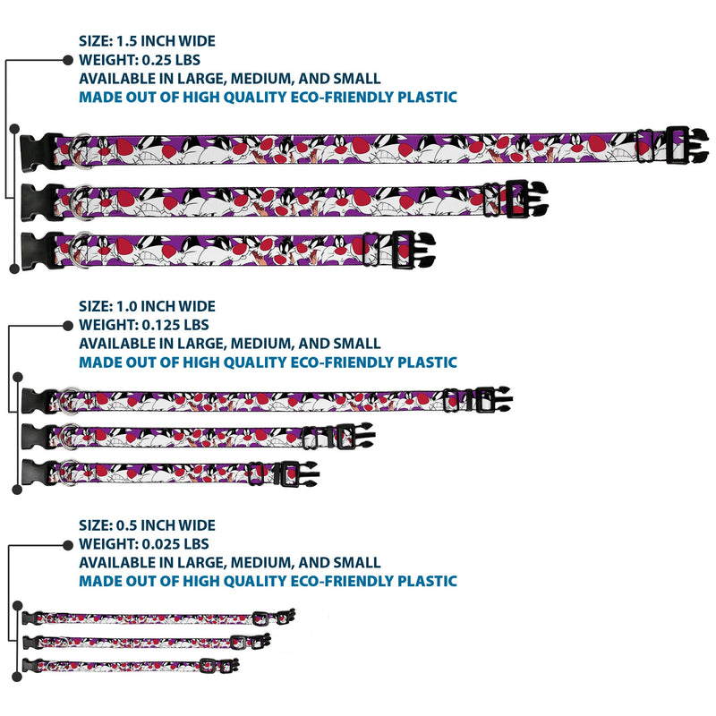 Plastic Clip Collar - Sylvester the Cat Expressions Purple